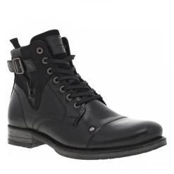 Bottines Redskins En Cuir Noires à Talon Décroché Bas Et à Lacets Plats -Passons à la mode masculine ! 90762 6561ch bottines redskins en cuir noires a talon decroche bas et a lacets plats 02 600x600