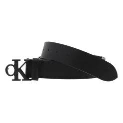 Calvin Klein Jeans Ceinture Noire En Cuir à Boucle Monogramme