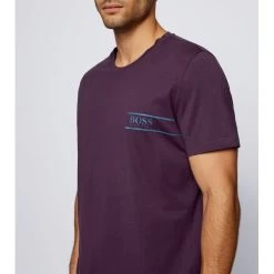Tee-shirt Col Rond Boss En Coton Bordeaux Floqué -Passons à la mode masculine ! 93175 121971vt tee shirt col rond boss en coton bordeaux floque 03 600x600