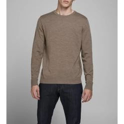 JACK&JONES Premium Pull Col Rond Jack & Jones Premium Mark En Laine Merinos Taupe -Passons à la mode masculine ! 93624 premium h21 pull 12175288 mark merino oatmeal me taupe pull premium mark laine merinos taupe 4 600x600