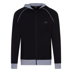 Sweat Zippé à Capuche Hugo Boss En Coton Stretch Noir