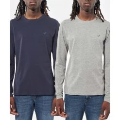 Lot De 2 Tee-shirts Col V Manches Longues Kaporal En Coton Stretch Gris Chiné Et Bleu Marine -Passons à la mode masculine ! 94401 123958vt lot de 2 tee shirts col v manches longues kaporal en coton stretch gris chine et bleu marine 02 600x600
