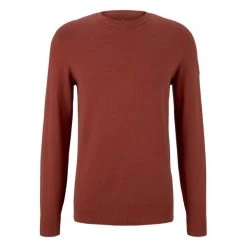 Pull Col Rond Tom Tailor En Coton Rouge