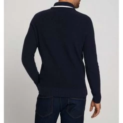 Pull Col Zippé Tom Tailor En Coton Mélangé Bleu Marine -Passons à la mode masculine ! 95224 tom tailor h21 pull 1026511 10668 bleu marine pull col zippe tom tailor en coton melange bleu marine 3 600x600