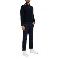 Pull Col Zippé Tom Tailor En Coton Mélangé Bleu Marine -Passons à la mode masculine ! 95224 tom tailor h21 pull 1026511 10668 bleu marine pull col zippe tom tailor en coton melange bleu marine 6 600x600