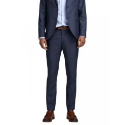 JACK&JONES Premium Pantalon De Costume Jack & Jones Premium Solaris En Coton Stretch Mélangé Bleu Marine -Passons à la mode masculine ! 96198 75531vt pantalon de costume jack et jones premium solaris en coton stretch melange bleu marine 02 600x600