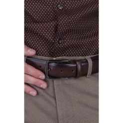 Ceinture Vanzetti En Cuir Marron Foncé à Boucle à Ardillon Argentée -Passons à la mode masculine ! 96206 76490vt ceinture vanzetti en cuir marron fonce a boucle a ardillon argentee 02 2 600x600