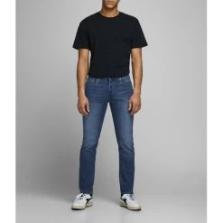 Jean Slim Jack & Jones En Coton Stretch Mélangé Bleu Denim -Passons à la mode masculine ! 96239 92571vt jean slim jack et jones en coton stretch melange bleu denim 04 600x600