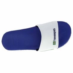 Claquettes Havaianas Bleues Et Blanches Slide Brasil -Passons à la mode masculine ! 96304 4953ch claquettes havaianas bleues et blanches slide brasil 05 600x600