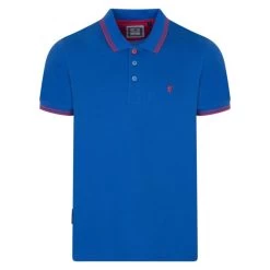 Polo En Maille Piquée Sea Barrier Bleu électrique Avec Manches Courtes Et Col Boutonné