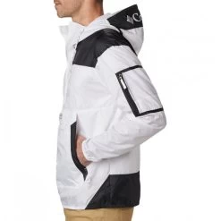 Coupe-vent Columbia Blanc Avec Manches Longues Et Col à Capuche -Passons à la mode masculine ! 98733 130103vt coupe vent a capuche columbia blanc avec manches longues et col a capuche 02 600x600