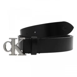 Calvin Klein Jeans Ceinture à Boucle Plate Calvin Klein En Cuir De Vache Noir