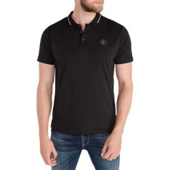 Polo Manches Courtes Le Temps Des Cerises En Coton Noir à Col Boutonné
