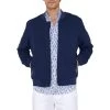 Blouson Style Bombers Manches Longues Col Montant Mise Au Green Bleu Marine -Passons à la mode masculine ! 99654 132153vt blouson mise au green marine avec manches longues et col montant 01 600x600