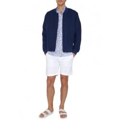 Blouson Style Bombers Manches Longues Col Montant Mise Au Green Bleu Marine -Passons à la mode masculine ! 99654 132153vt blouson mise au green marine avec manches longues et col montant 04 600x600