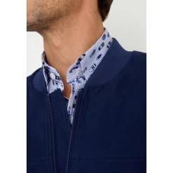 Blouson Style Bombers Manches Longues Col Montant Mise Au Green Bleu Marine -Passons à la mode masculine ! 99654 132153vt blouson mise au green marine avec manches longues et col montant 07 600x600