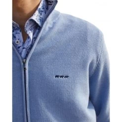 Gilet Avec Manches Longues Et Col Montant Mise Au Green Coton Ciel -Passons à la mode masculine ! 99662 132145vt gilet a col montant zippe mag corner en coton biologique bleu ciel 03 600x600