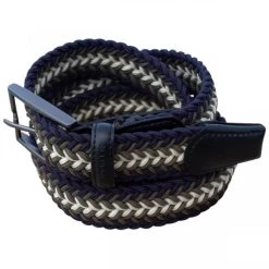 Ceinture Tressée Mise Au Green Bleu Marine, Blanche Et Vert Kaki