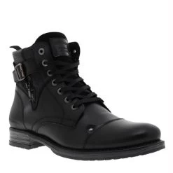 Bottines Redskins En Cuir Noires à Talon Décroché Bas Et à Lacets Plats -Passons à la mode masculine ! boots redskins yero en cuir noir 2 0 600x600