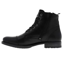 Bottines Redskins En Cuir Noires à Talon Décroché Bas Et à Lacets Plats -Passons à la mode masculine ! boots redskins yero en cuir noir 4 0 600x600