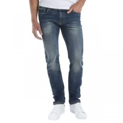 Jean Coupe Slim Teddy Smith Rock Dual Move En Coton Stretch Mélangé Bleu Indigo