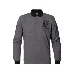 Polo Manches Longues Petrol Industries En Coton Gris Chiné