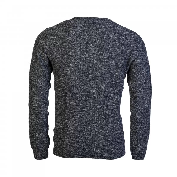 Pull Col Rond Tom Tailor Bleu Marine Chiné à Liseré Gris – Image 3
