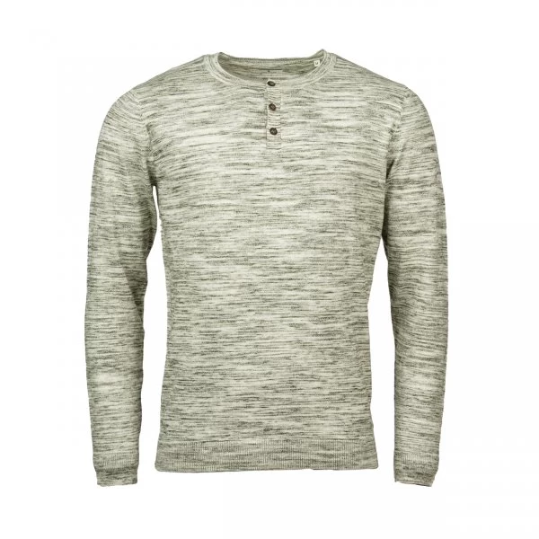 Pull Col Rond Tom Tailor Henley En Coton Mélangé Gris Chiné