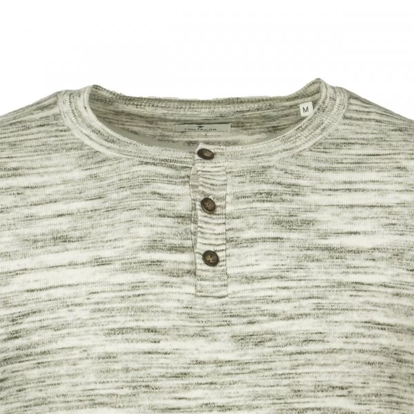 Pull Col Rond Tom Tailor Henley En Coton Mélangé Gris Chiné – Image 2