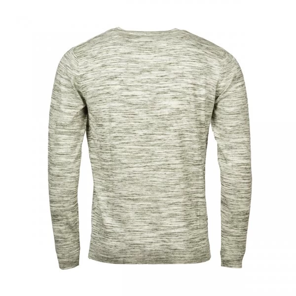 Pull Col Rond Tom Tailor Henley En Coton Mélangé Gris Chiné – Image 3