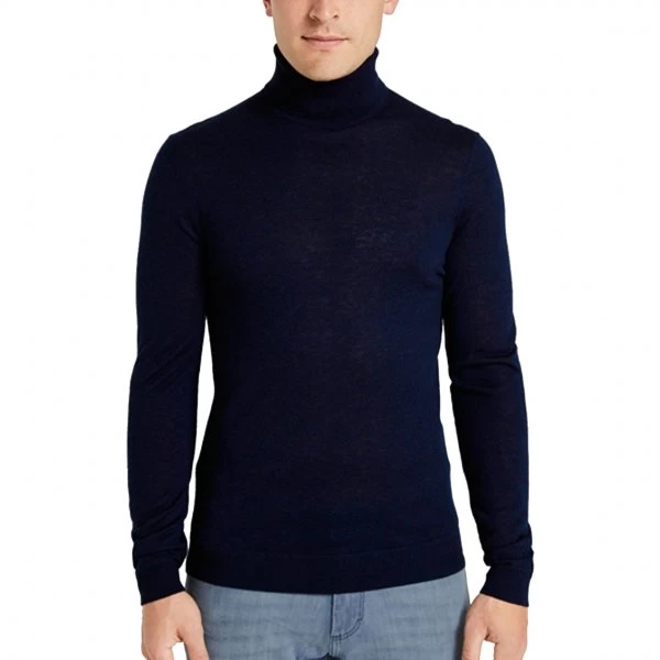 Pull Col Roulé Tom Tailor En Laine Mélangée Bleu Marine – Image 3